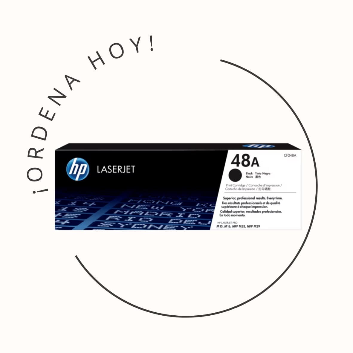Tóner original 48A (CF248A), compatible con impresoras láser, ideal para impresiones nítidas en blanco y negro con rendimiento profesional.