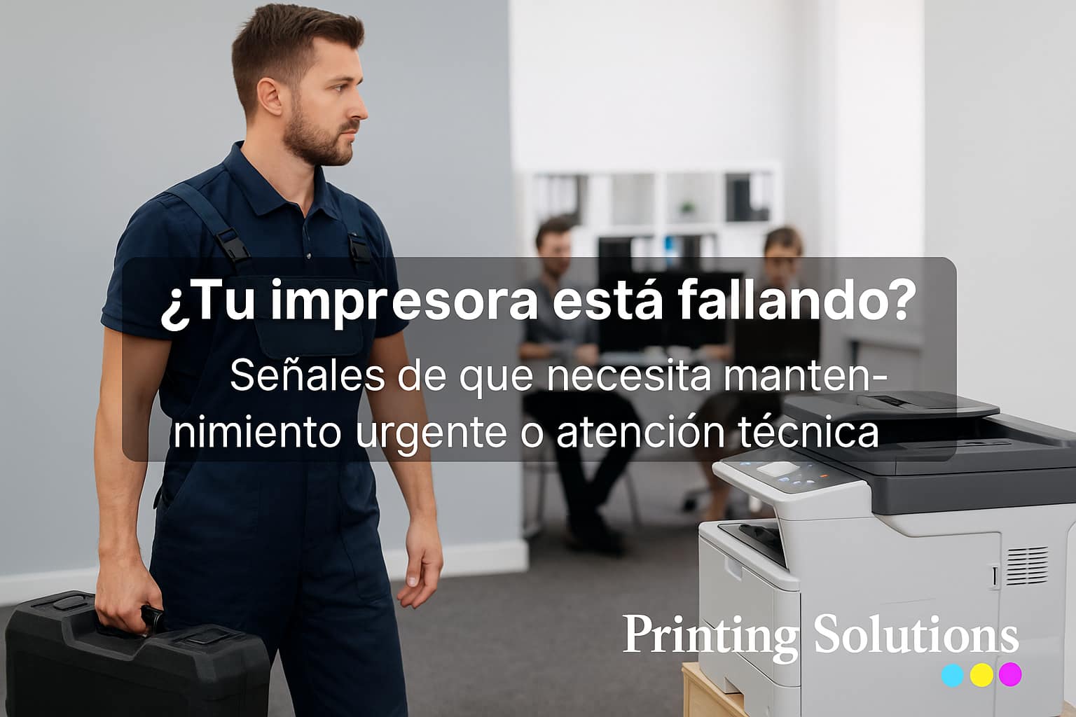 Técnico uniformado de Printing Solutions llegando a domicilio para brindar servicio técnico especializado en impresoras. Mantenimiento y reparación en sitio en Pereira, Armenia, Manizales y Dosquebradas.