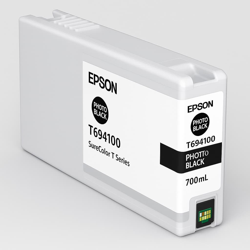 Cartucho de tinta Epson T694100 Photo Black de 700 ml, original, compatible con impresoras SureColor T Series. Ideal para impresiones técnicas de alta calidad en gran formato.