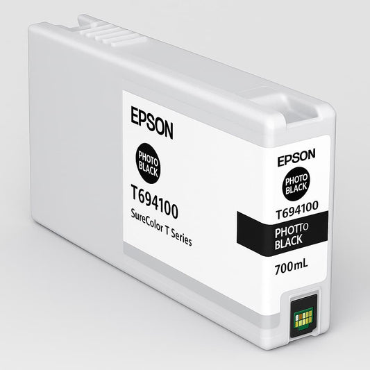 Cartucho de tinta Epson T694100 Photo Black de 700 ml, original, compatible con impresoras SureColor T Series. Ideal para impresiones técnicas de alta calidad en gran formato.