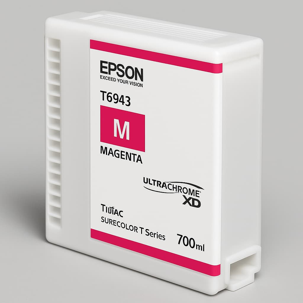 Cartucho de tinta Epson T694300 color magenta de 700 ml, original, para impresoras Epson SureColor T Series. Alta calidad y precisión para impresión técnica y gráfica.